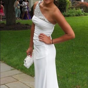 Jovani White Off Shoulder Prom Dress